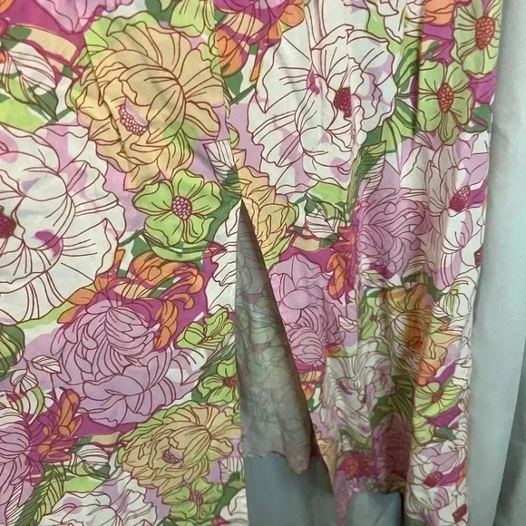 Jessica Simpson Pink Floral Strapless Blouson Front Slit Maxi Flowy Dress large - Picture 2 of 5